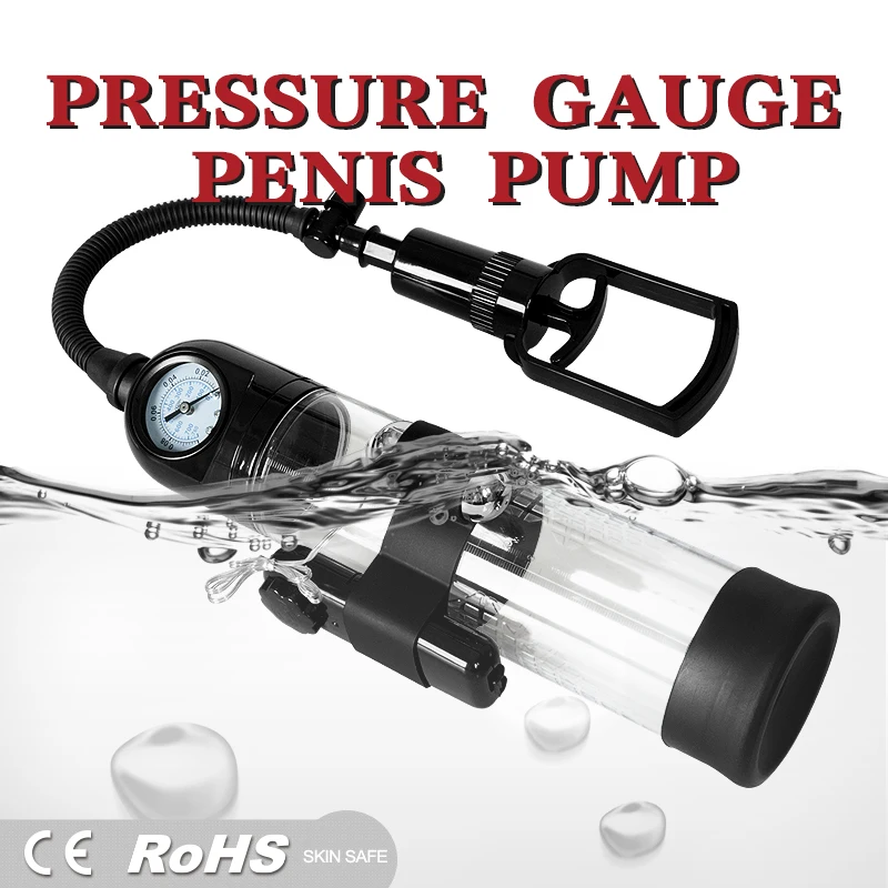 
2021 New Male Penis Enlarger Vacuum Pump With Master Pressure Gauge Cock Enlargement Erection Adult Sex Toys For Men Gay 