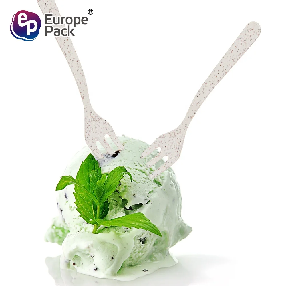 Best seller nature color wheat straw PP Biodegradable dessert mini plastic fork