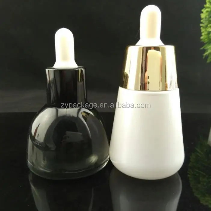 Factory Wholesale 30ml 50ml bell shape glass dropper bottles Cone shape white essential oil bottle perfume serum bottles