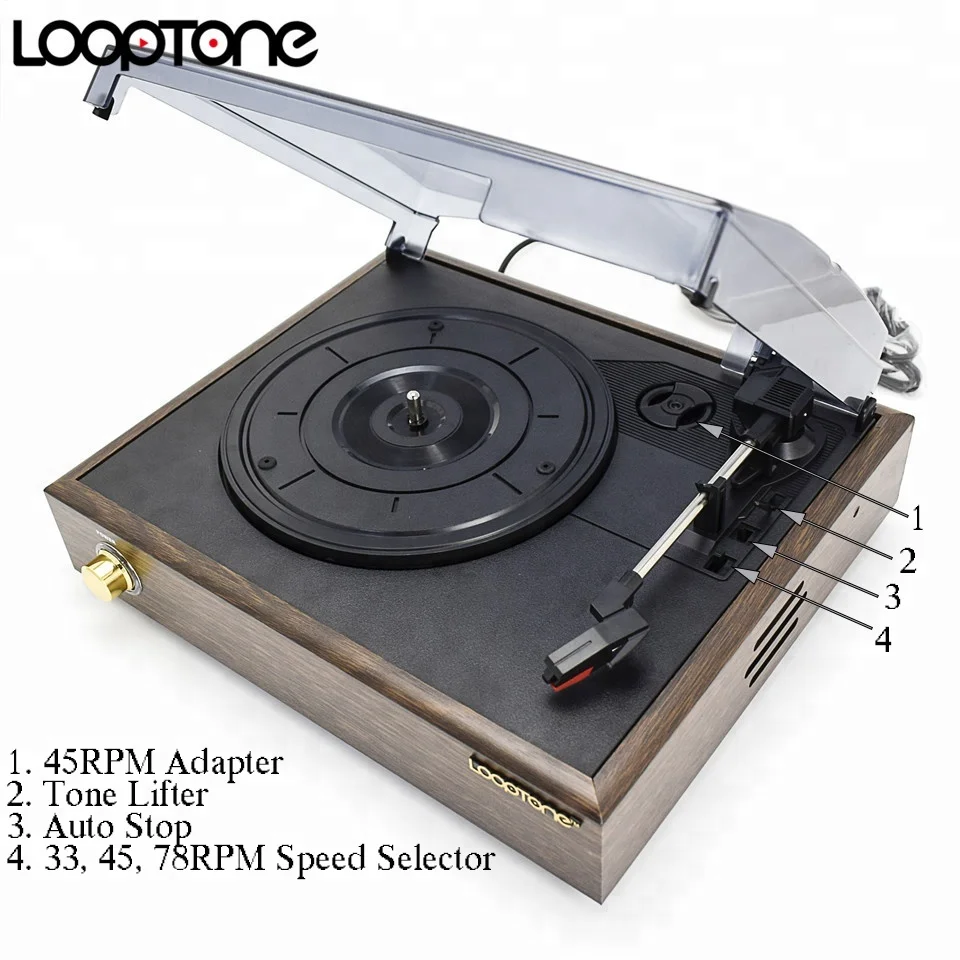 Desonic Classic Belt-Driven Turntable Vinyl LP Record Player W/ Built-in Speakers RCA Line-out AC110~130V&220~240V