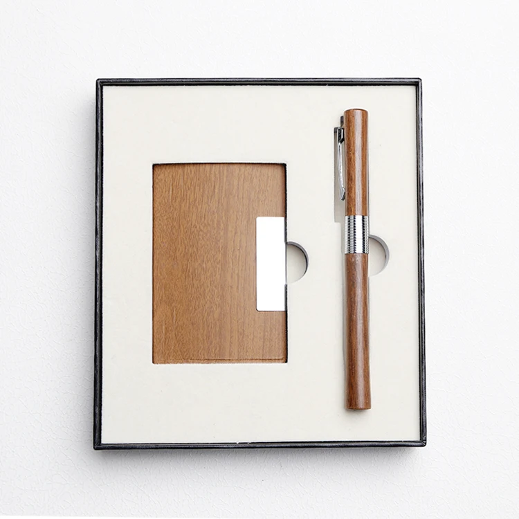 Wooden roller pen with card holder as a great gift set