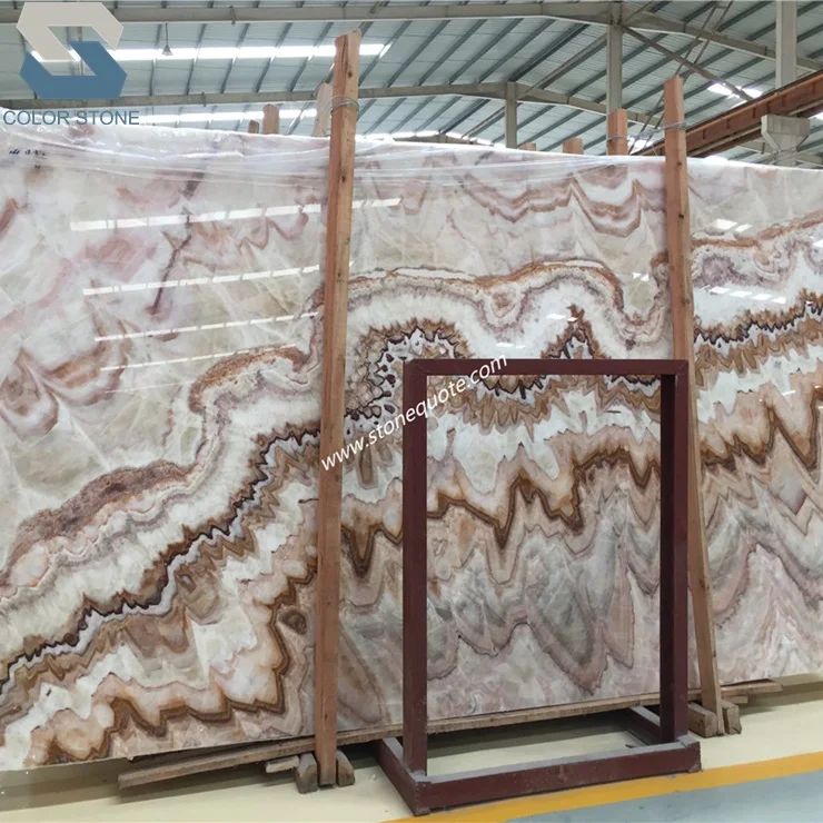 Natural Stone Backlit Bookmatched Polished Red Onyx Slab Wall Panel