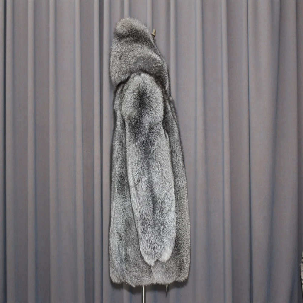 2019 Fashion style silver fox fur coat
