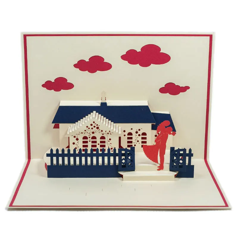 
Hard cover 3D Laser Cut paper greeting cards custom new design invitation wedding card 