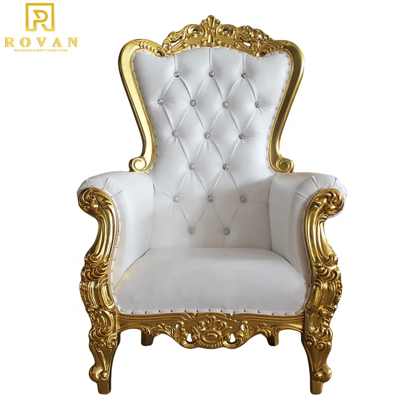 Wholesale groom and bride chairs wedding white throne chair for queen and king (62192172523)