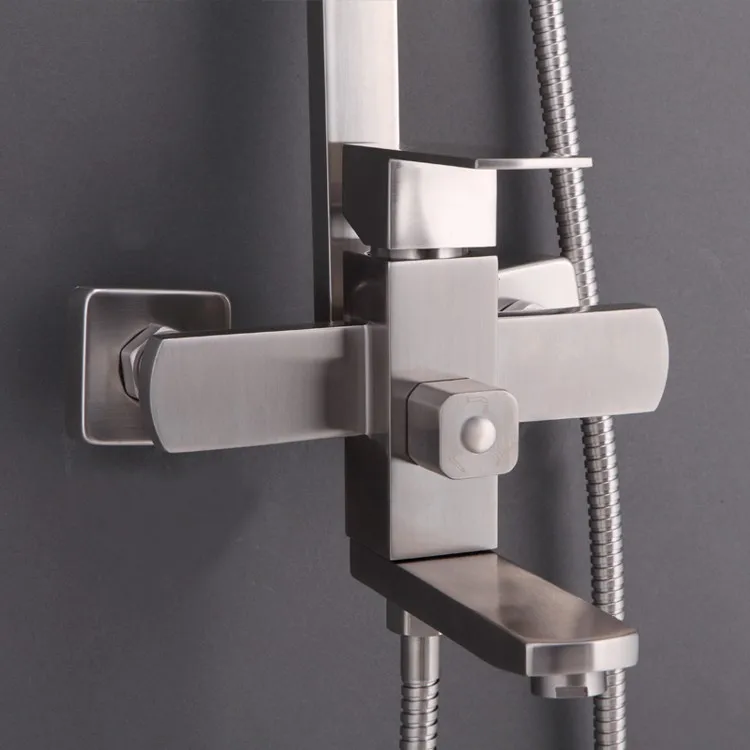 Wall Mounted Rainfall Shower Head System Polished Chrome Shower Set