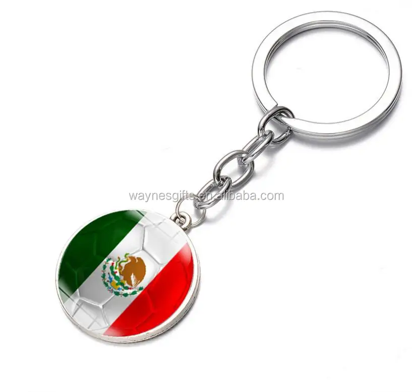 High Quality Custom Printing Football Fans gifts Cheering Mexico Flag Keychain