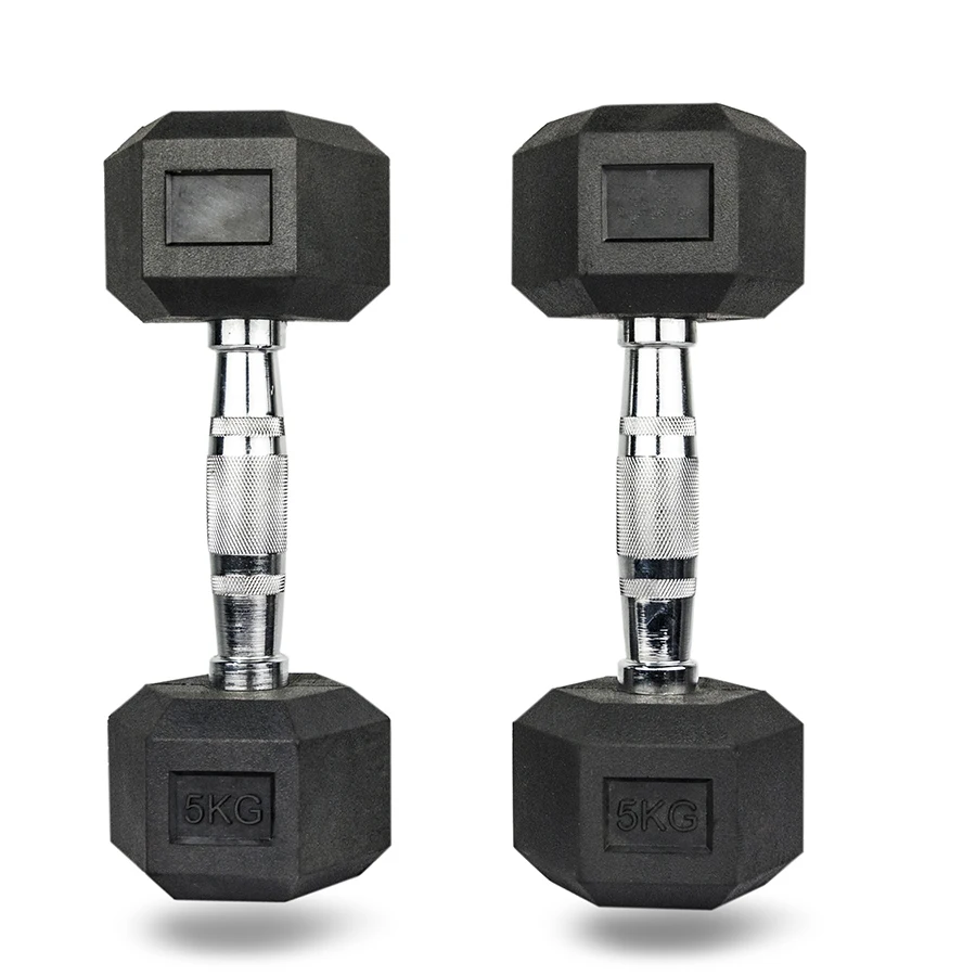 Hot selling crossfitness gym rubber hex dumbbell sets
