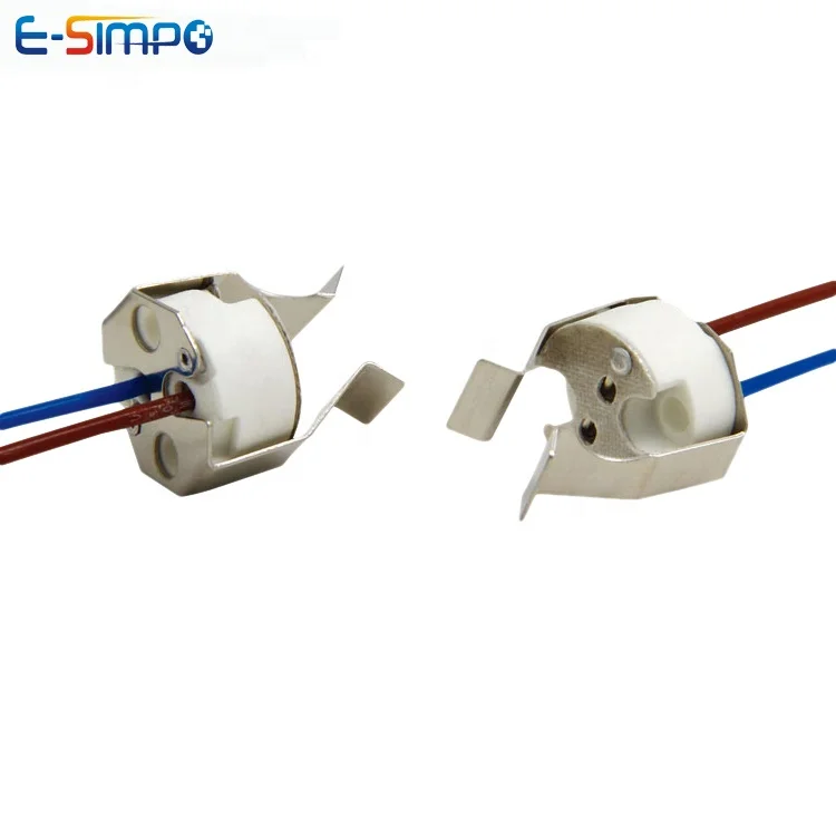 
MR11 MR16 socket with bracket G5.3 GU5.3 CFL Halogen LED MR11 MR16 Socket Ceramic with 10cm Silicon Wire 