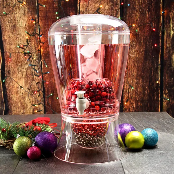 Clear Plastic Party Frozen Beverage Drink Dispenser with Ice Core