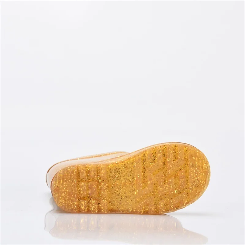 Customized New Style Hot Selling Waterproof Kids Fashionable Transparent Glitter PVC Children Rain Boots