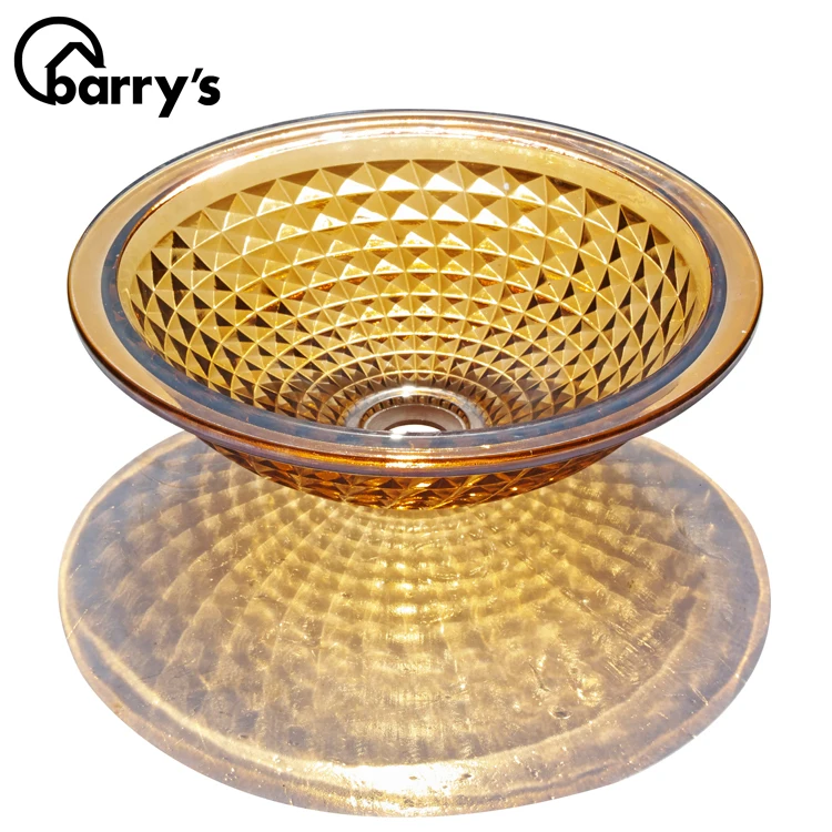 
Modern art fancy clearance transparent colored bathroom vessel tempered glass sink 
