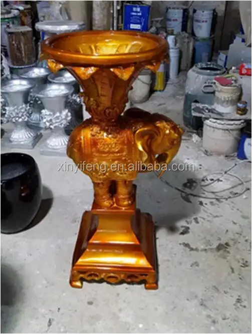 FRP European Resin Colorful Floor Flower Large Vase Elephant Sculpture