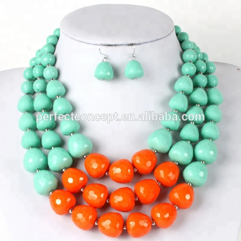 Hot selling handmade beads statement chunky necklace