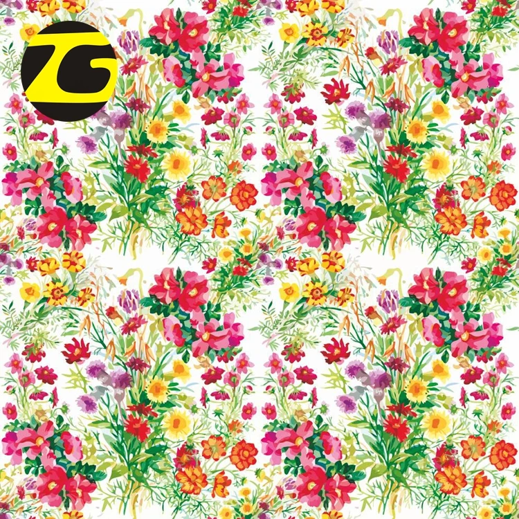 single jersey poly spandex knitted hawaiian print fabric with multicolored floral for swimwear women tops