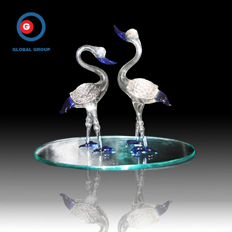 Оптовая продажа Уникальный Резной стекло Два лебедя ремесло бутылки вина