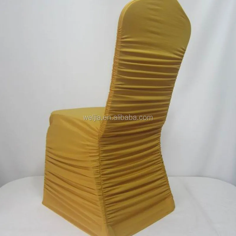WELCC2 WELJIA White Fancy Ruffled Stretch Hotel Wedding Decoration Chair Cover for Events Wedding Chair