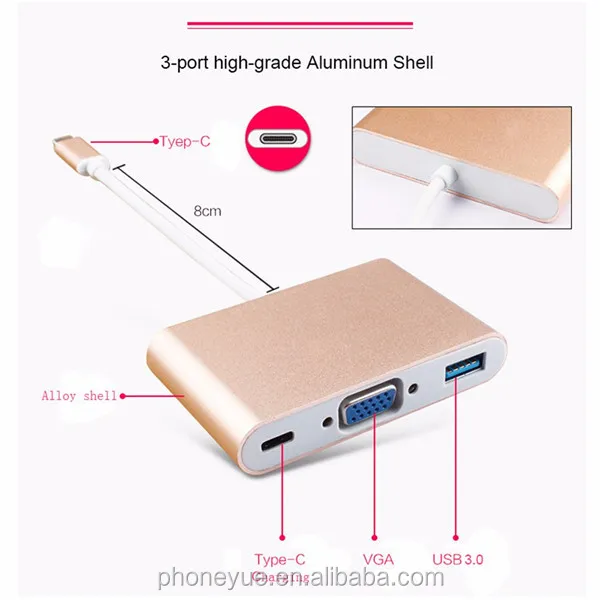 Мульти-порт usb 3.1 type-c для vga адаптер конвертер для chromebook
