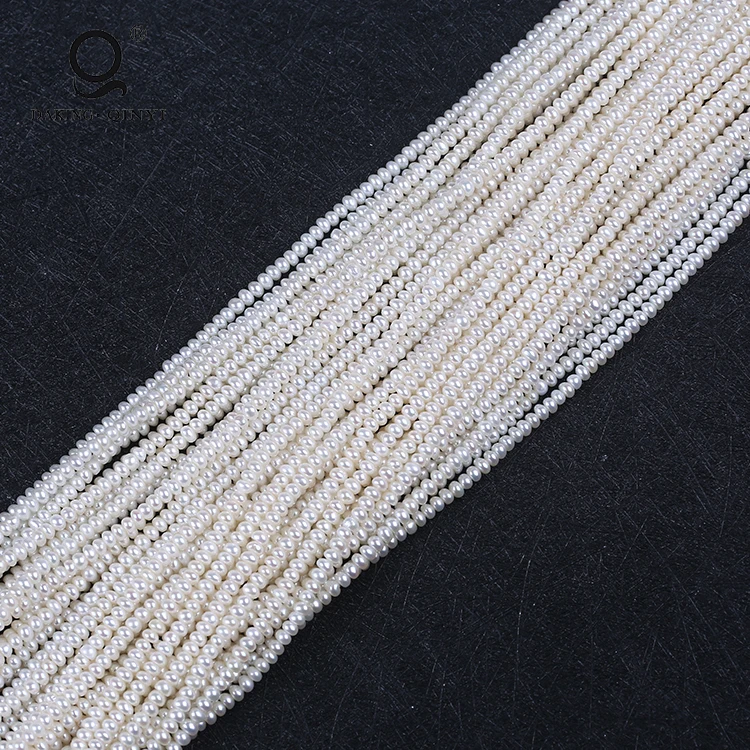 AAA White Grade 2.5-3mm Bread Button Shape Fresh Water Pearls Stand