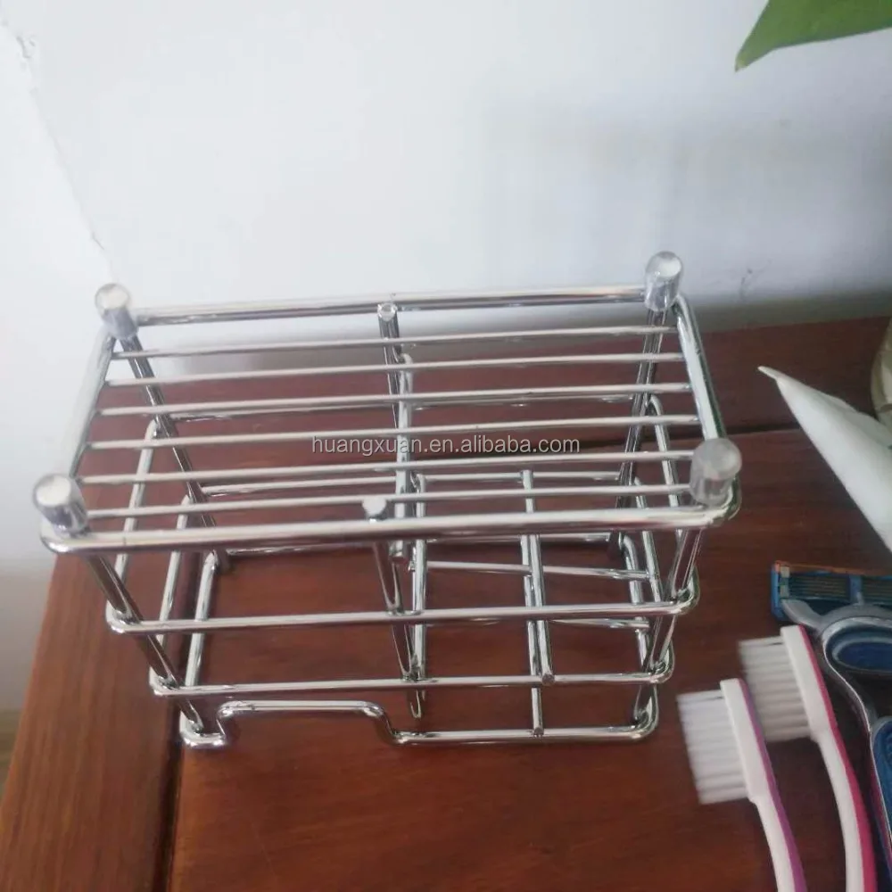 
Amazon hot selling stainless steel toothbrush holder toothpaste holder stand bathroom storage organizer rack 