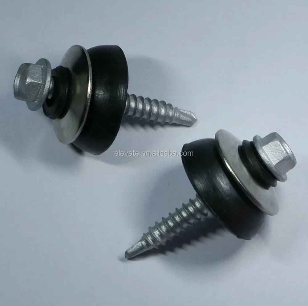 Indented Hex Washer Head BSD Thread No.3 Point BAZ Rubber Washer Self Drilling Screw