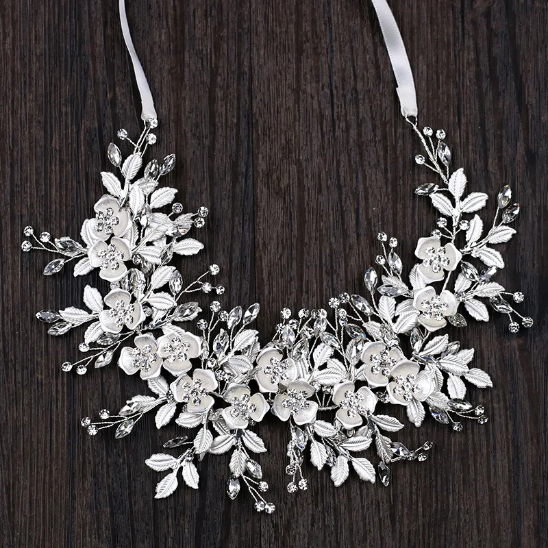 HSS6110 Silver color small flower wedding hair accessories Crystal beads bridal jewelry hair headband