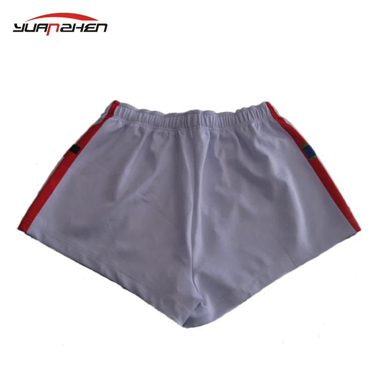 China wholesale no moq sublimation printing custom polyester strong thick interlock 230gsm rugby shorts for training
