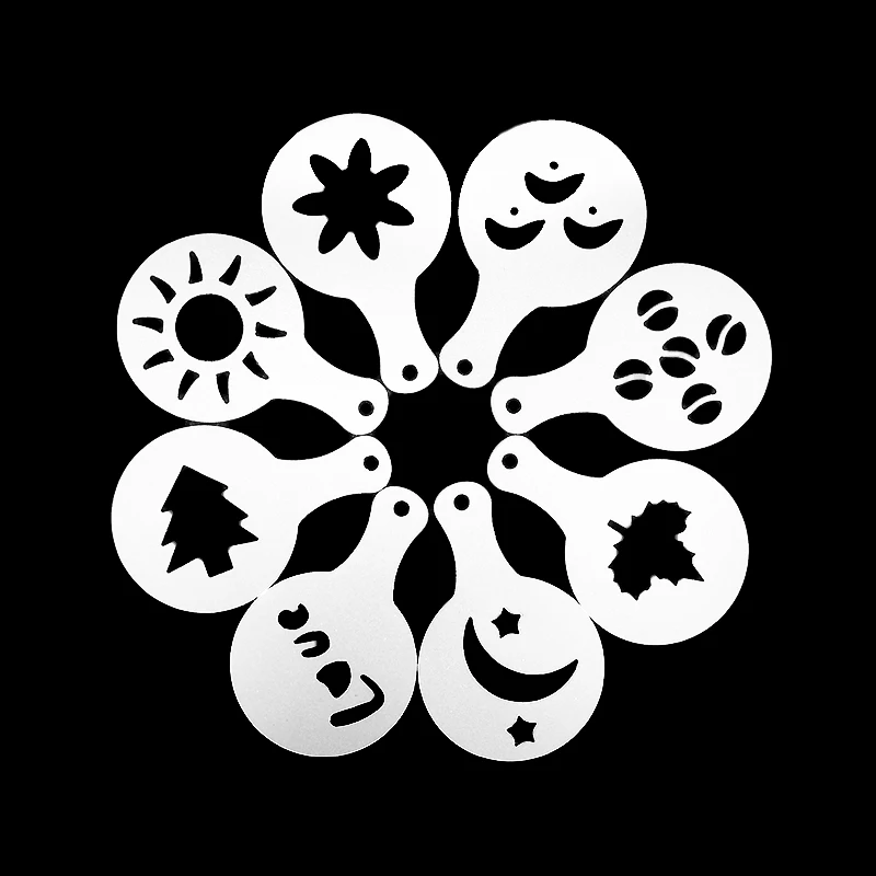 
16 Pieces Latte Dusting Pattern Pad Coffee Design Stencil Templates in White 