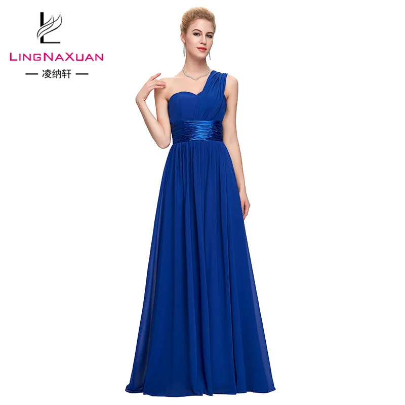 Модное Длинное Бандажное платье для подружки невесты Королевского синего цвета