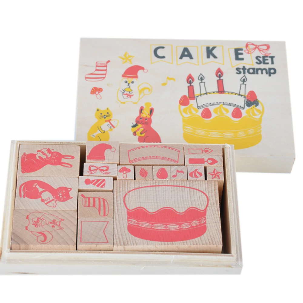DIY 17pcs cake design art craft decorative rubber stamp