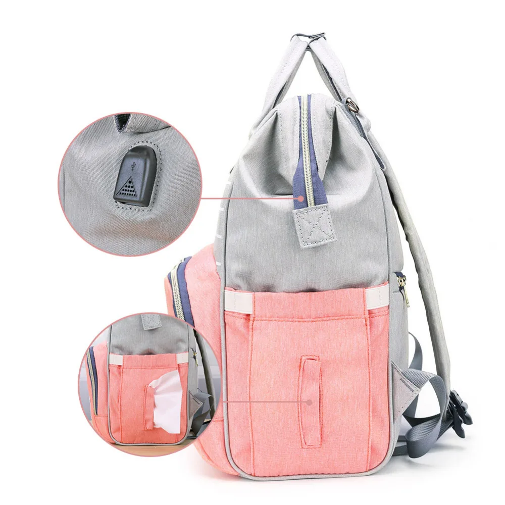 USB Diaper Bag Baby Care Backpack for Mom Mummy Maternity Wet Bag Waterproof Baby Pregnant Bag