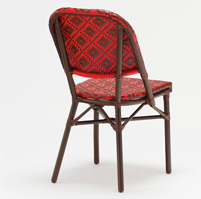 Modern Furniture Garden Chair French Cafe Bistro Rattan Wicker Chair Red Color