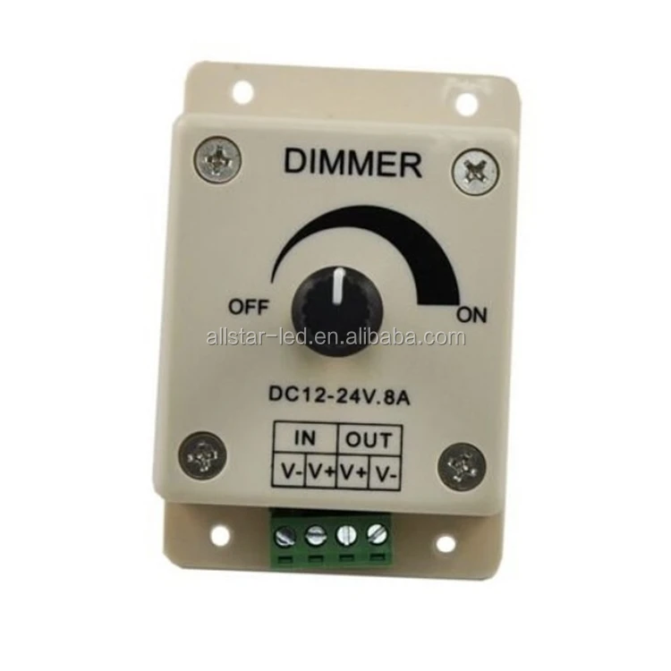 DC12-24V,Knob type LED dimmer to realize 0-100% brightness dimming,12V<96W,24V<192W,1 channel dimmer controller