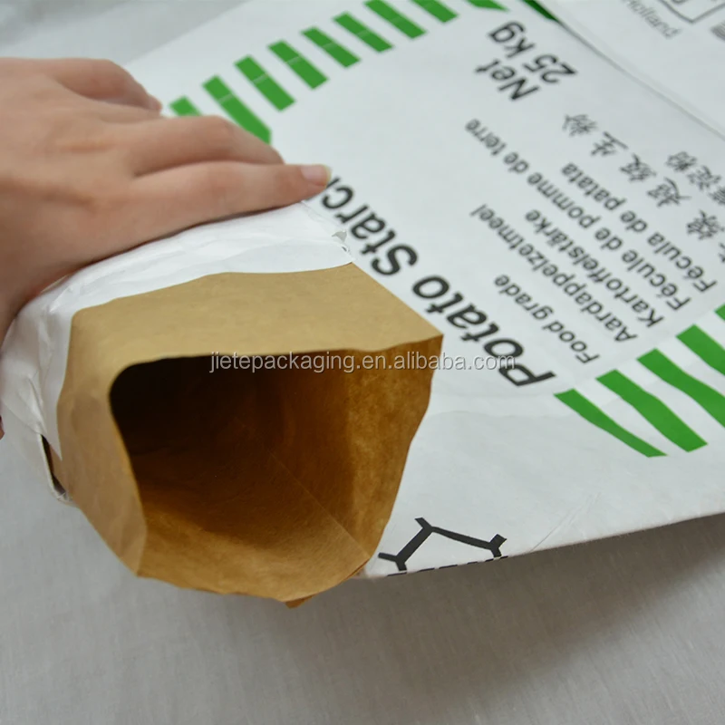 10kg 25kg flour, potato starch pack paper bag