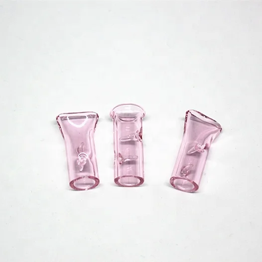 clear pink glass filter tip 8 10 12mm custom shape cigar holder glass pipe for rolling paper