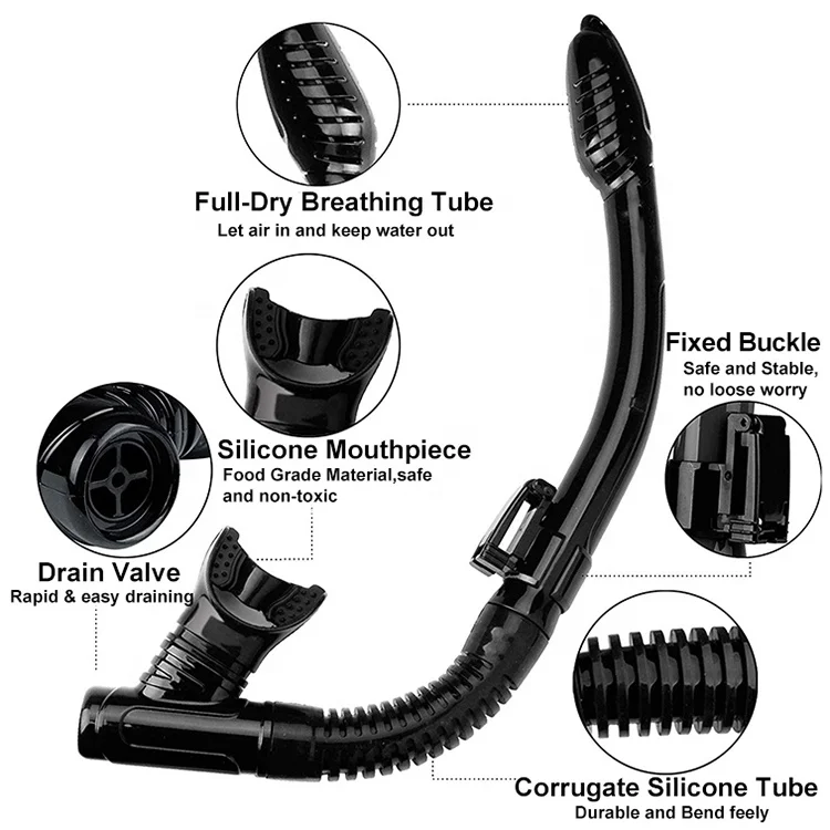 Adult Black Silicone Breathing Smoothly Snorkeling Diving Mask Snorkel Set
