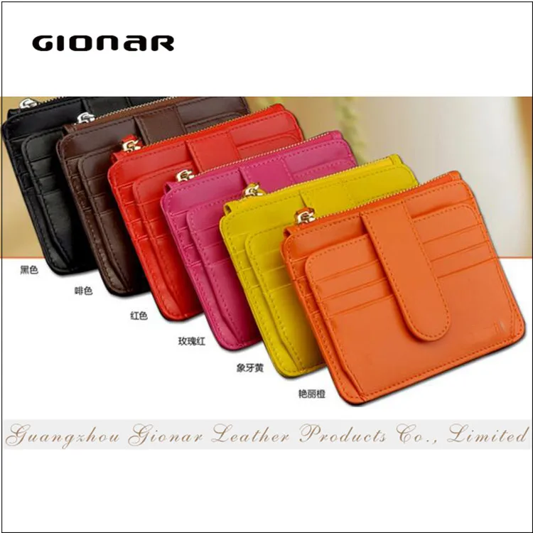 The Customizing RFID Blocking Safe Leather Minimalist Credit Card Holder Zip Coin Front Pocket Wallet with SIM slots