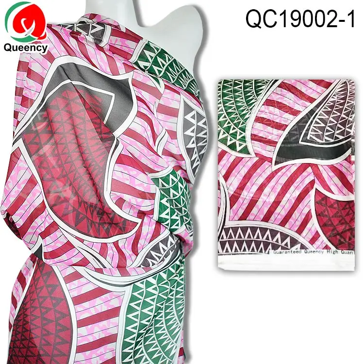 Queency African Ankara Style Soft Transparent Chiffon Fabric Party Dress Uses Of Chiffon Fabric