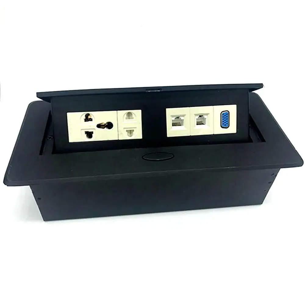 Multi - Function  Socket Cable Box Pop - Up Embedded Hidden Multimedia Box For Office Desk
