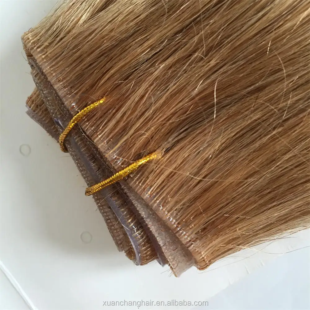 hand tied hair extensions double drawn skin pu weft human hair