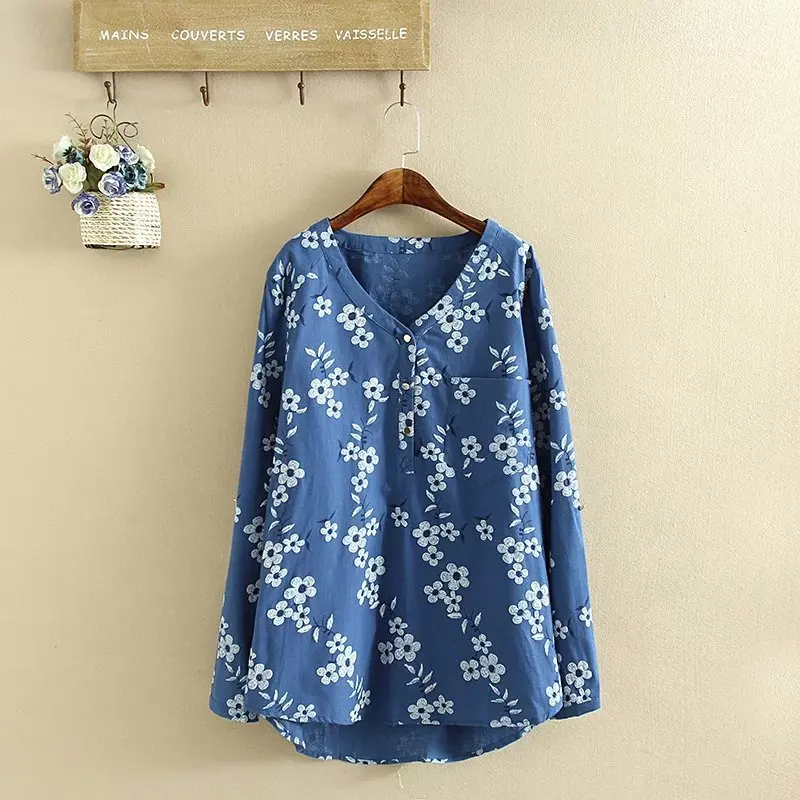 Foreign trade plus size cotton hemp fashion shirt