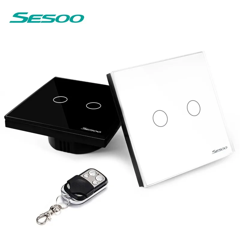 SESOO Remote Switch EU/UK Standard 2 Gang 1 Way,High Quality Smart Remote Control Switches for Home Automation
