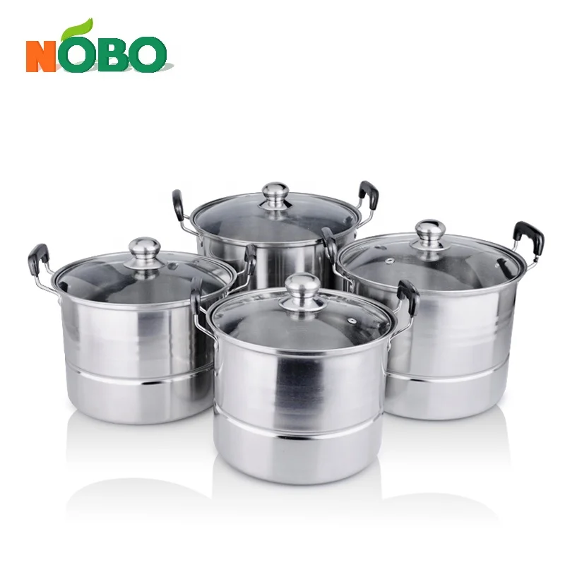 Riveted bakelite handles stainless steel steamer stock pot