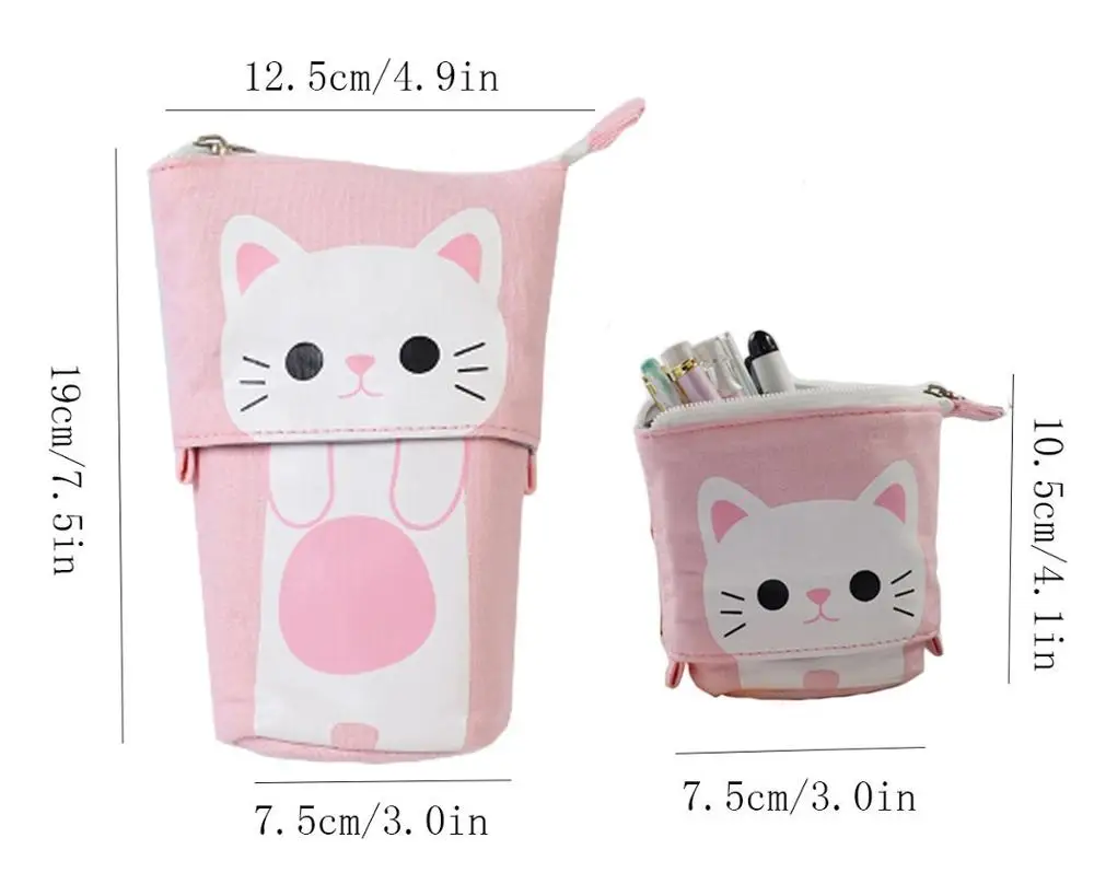 Telescopic Wholesale Kids Cartoon Lovely Custom  Organizer Box For School Girls Children Kids Pencil Case Pink Bag