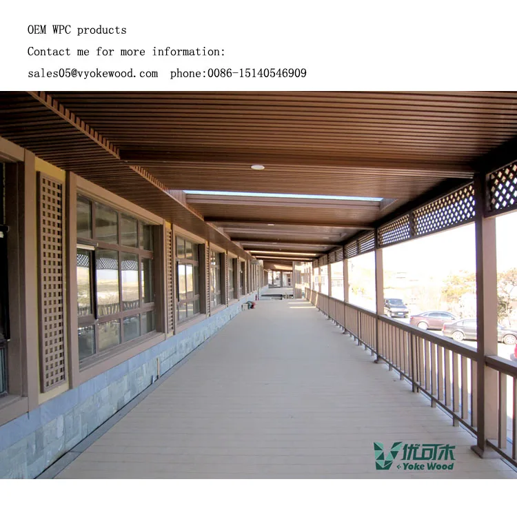 China Decking Tile WPC Pergola Co-extrusion Hollow and Grooved Composite Wood Texture Plastic Composite Arbor