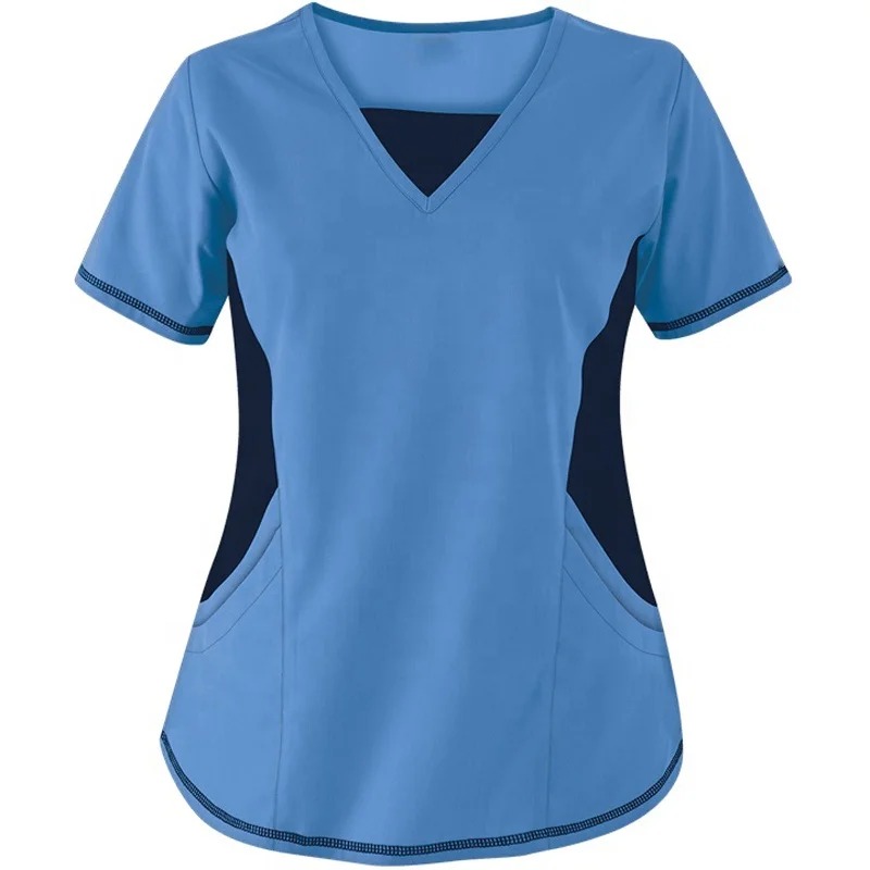 Превосходная мягкая и удобная спортивная эластичная спортивная рубашка с V-образным вырезом, скраб-топ, униформа медсестры и больницы