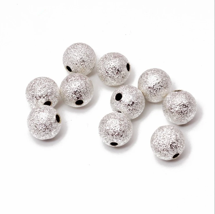 6mm 8mm Gold Silver Sand Coral Beads Metal Raw Brass Round Beads DIY Hole Beads for Jewelry Making
