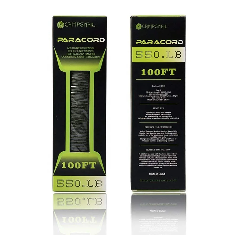 Wholesale Outdoor Sports 7 Strand 550 Paracord Lanyard Parachute Cord 100% Nylon Rope String