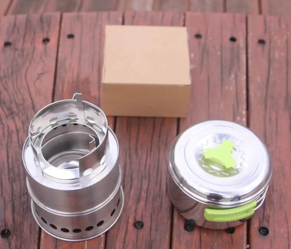 
stainless steel ultralight portable outdoor multi fuel mini fire camping alcohol stove wood stove fro backping 