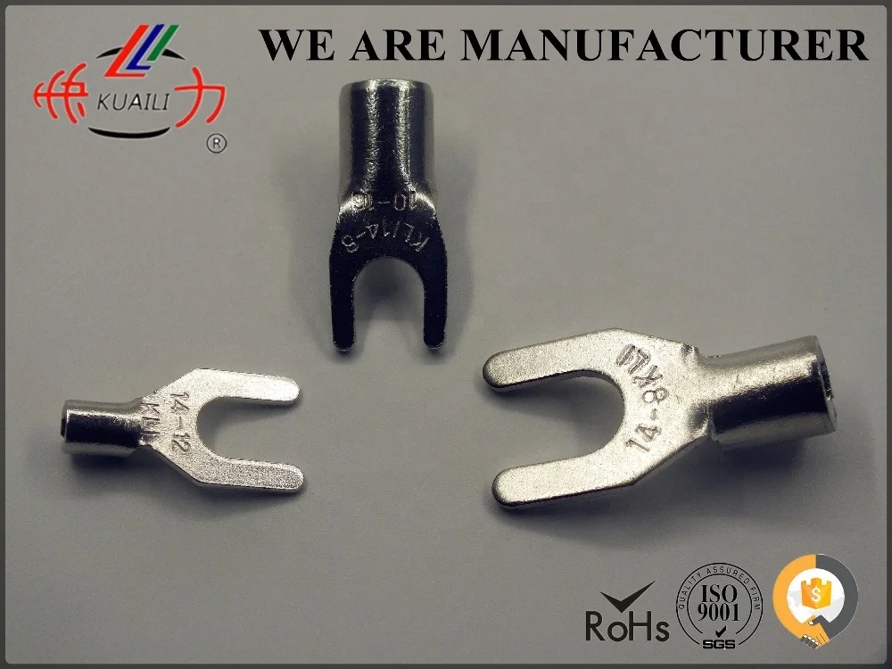KUAILI Non-Insulated Spade Terminal AWG 8-4 STUD SIZE #8 #10 1/4 5/16 1/2 SNB Non-Insulated Spade Terminal
